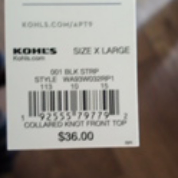 Black stripe Apt.9 blouse size XL - Picture 4 of 5